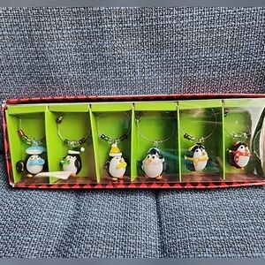 Pier 1 Imports Drink Charms Wine Champagne Glass Penguin Holiday Decoration